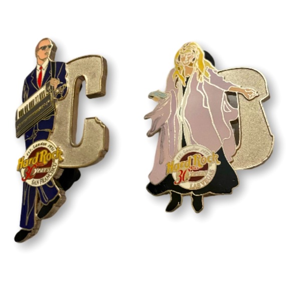 (2) Hard Rock Cafe Lapel Brooch/Pin Letter C Joe Jackson Letter O Stevie Nicks - Picture 1 of 5
